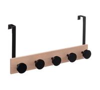 Five - Patère de Porte 5 têtes en Bois et Métal Noir L 50 cm