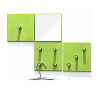 Patères murales en métal vert + miroir