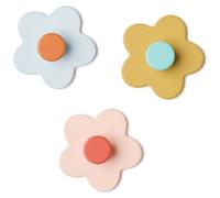 Patères Murales Fleur Blanches (3 Pièces) Bleu, Jaune, Rose TU