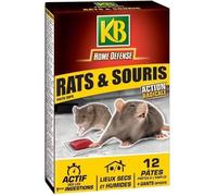 Pâtes Anti-Rats et Souris x12 - KB HOME DEFENSE - RSOUPAT - Action radicale - Lieux secs et humides