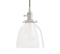 Pathson 17cm Suspension Vintage Industrielle E27 Eclairage Rétro Plafond Abat-Jour en Verre Lampe Plafonnier Pendant Lampe pour Café,Cuisine,Salle à Manger(Ampoule Non Inclus) Argent