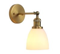 Pathson Applique Murale Intérieure, Vintage Crème Verre Cloche Abat-jour Lampe Murale pour Salle de bain, Cuisine, Salon