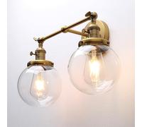 Pathson Réglable 2 Luminaire Applique Abat-jour en Verre Rétro Industrial Lampe Murale Plafonnier Rétro Eclairage(Ampoule Non Inclus) Antique