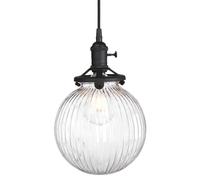 Pathson Suspension Industrielle,Plafonnier Suspendu Vintage Abat Jour en Verre Globe, Luminaire Ajustable pour îlot de Cuisine Salon