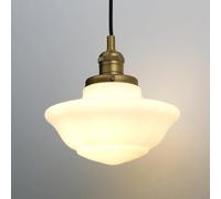 Pathson Suspension Vintage, Luminaire Industriel avec Abat-jour en Verre Crème, Plafonnier Salle de Bain Cuisine (Antique)