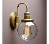 Pathson Vintage Col de Cygne Applique Murale Industriel E27 Luminaires | Abat-jour en Verre Globe Ø15CM Lampe Murale Intérieur pour Salon Cuisine Salle de bain Miroir Chambre (Laiton antique)