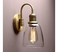 Pathson Vintage Col de Cygne Applique Murale Industriel E27 Luminaires | Intérieur Abat-jour en Verre Cloche Lampe Murale pour Salon Cuisine Salle de bain Chambre Couloir Maison (Laiton)