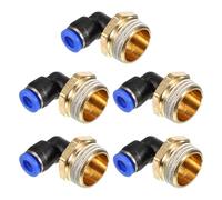 PATIKIL 1/2" Raccord à pousser, 5 Pack PT Mâle Filetage 90 Degrés Connecter 6mm Coude de Tubulure et Combinaison Droite Raccord de Tube d'Air Adaptateur Rapide Pneumatique, Bleu