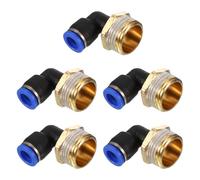 PATIKIL 1/2" Raccord à pousser, 5 Pack PT Mâle Filetage 90 Degrés Connecter 8mm Coude de Tubulure et Combinaison Droite Raccord de Tube d'Air Adaptateur Rapide Pneumatique, Bleu
