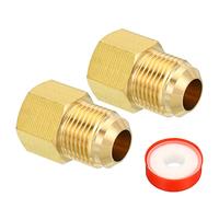 PATIKIL 1/2 SAE Mâle x 3/8 SAE Femelle Laiton Flare Tube Raccord 2 Pcs | Tuyau Raccord Réducteur Gaz Adaptateur Hexagone Couplage Avec Ruban, Pour Plomberie CVC