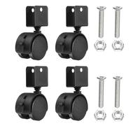 PATIKIL 1.3" Roulette Pivotante Avec Support En U De 0.63", Lot De 4 Roulettes En Nylon Pivotantes 360° Sans Bruit Avec Frein Pour Pieds De Meubles Noir