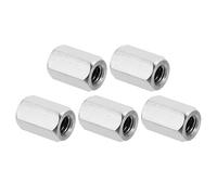 PATIKIL 1/4"-20 UNC Ecrou Hexagonal en Acier Inoxydable 304, 5Pcs 15mm Longueur Écrous de Raccordement Hexagonaux Raccord Fileté à Écrou Et Goujon, Fixations de Connexion, Argenté