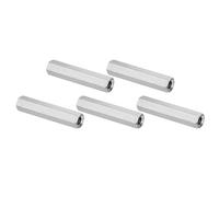 PATIKIL 1/4"-20 UNC Ecrou Hexagonal en Acier Inoxydable 304, 5Pcs 50mm Longueur Écrous de Raccordement Hexagonaux Raccord à Tige Filetée Demi-Filetée, Goujon de Fixation, Argenté