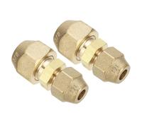 PATIKIL 1/4" à 3/8" Connecteur de Joint d'Extension de Tuyau, 2Pcs Adaptateurs Réducteurs de Coupleur de Tuyau en Laiton à Soudage Gratuit avec 4Pcs Écrous Évasés
