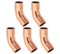 PATIKIL 1/4" ID 0,8mm Épais Raccord Coudé en Cuivre, 5Pcs 99,9% Cuivre Pure Raccord de Tuyau à 45 Degrés, Connecteur de Tube à Rayon Court avec Connexion Soudée à la Sueur