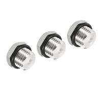 PATIKIL 1/4 NPT Mâle Bouchon, 3 Paquet Imperméable Antipoussière 304 Inox Acier Filetage Hex Tête Prise Solide Tube Raccord avec Scellage Caoutchouc Anneau