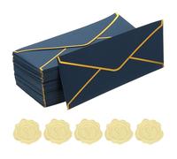 PATIKIL #10 150GSM Jolies enveloppes d'affaires, 100Pcs 4.1 x 9.5" Enveloppes standard auto-adhésives avec bordure dorée et autocollants pour cartes de Noël et de mariage, Bleu