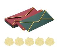 PATIKIL #10 150GSM Jolies enveloppes d'affaires, 24Pcs 4.1 x 9.5" enveloppes auto-adhésives de taille standard avec bordure dorée et autocollants pour cartes de Noël et mariage, 2 couleurs