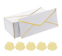 PATIKIL #10 150GSM Jolis Enveloppes d'Affaires 100Pcs 4,1 x 9,5" Blanc | nveloppes Autoadhésives Taille Lettre Standard avec Bordure Dorée et Autocollants pour Cartes de Noël et Mariage