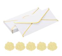 PATIKIL #10 150GSM Jolis Enveloppes Professionnelles, 24Pcs 4.1 x 9.5" Enveloppes Taille Standard Auto-Adhésives avec Bordure Dorée et Autocollants pour Cartes de Noël et Mariage, Blanc