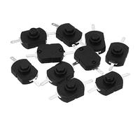 PATIKIL 10 Pcs Verrouillage Pousser Bouton Interrupteur DC 30V 1A Noir | Micro Interrupteur pour Lampe Poche Lumière Mur Prise, KAN-23 Droit Broche avec Trou, Marche/Arrêt Autoblocage