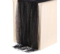 PATIKIL 10Ft Nappe Perle, Tulle Transparent Dentelle Nappe Mousseline Nappe de Mariage pour Douche Nuptiale Anniversaire Arche Dessert Voile ornementation， Noir (63x120inch)