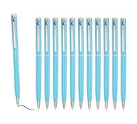 PATIKIL 12Pcs Stylo Bille Encre Noire 1mm Pointe Moyenne Bleu Ciel | Métallique Fin, Stylo Rétractable Léger Écriture Fluide Avec Porte-Mines Métalliques Pour Bureau Mariage Livre D'Or