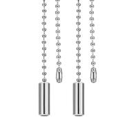 PATIKIL 1M 3.3ft Chaîne de Traction pour Ventilateur de Plafond, 2 Pcs Pendentifs de Chaîne de Traction en Perles pour Lustre, Luminaire, Interrupteur de Tirage, Tons Argentés