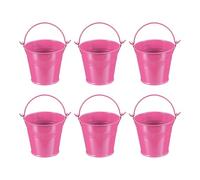 PATIKIL 2,7" x2,3 Petits seaux en métal avec poignée, 6 pièces Mini Seau galvanisé coloré pour Pâques pour l'artisanat, Les faveurs de fête, la décoration, Rose Rouge
