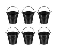 PATIKIL 2,7" x2,3 Petits seaux en métal avec poignée, 6 pièces Mini Seau galvanisé coloré pour Pâques pour l'artisanat, Les faveurs de fête, la décoration, Noir