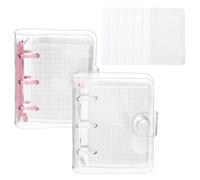 PATIKIL 2 Paquets Clair 3 Classeur à Anneaux Blanc Rose | PVC Cahier à Anneaux Mini Rechargeable Feuille Mobile Dossier Planificateur avec 160 Feuilles de Papier