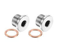 PATIKIL 2 Pcs Bouchon De Tuyau 3/8" BSP Adaptateur De Raccord De Tête | Hexagonale Interne Avec Joint En Cuivre Pour Sceller L'Huile Le Gaz L'Eau, 304 Acier Inoxydable