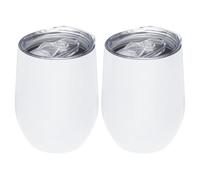 PATIKIL 2 Pièces 12oz Tasse ÀbordeauxEn Acier Inoxydable Blanc | À Double Paroi Isolée Avec Couvercle, PourbordeauxCafé Cocktails