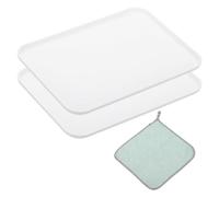 PATIKIL 2 Pièces Plateaux de Service pour Fast-Food de 15X11 Pouces Blanc | en PP de Petite Taille, Plateaux de Service Réutilisables pour Restaurant avec Chiffons de Nettoyage Inclus