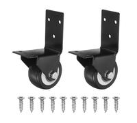 PATIKIL 2" Roues Fixes À Montage Latéral 2Pcs Plaque En L Roue Rigide Sans Pivot Pour Meubles Établi Chariot Racks, Noir