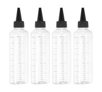 PATIKIL 230 ml/8 oz Bouteilles en plastique à pression avec capuchon noir, 4 pièces Bouteille de distribution ronde graduée vide pour liquides, artisanat, huiles, condiments, transparent