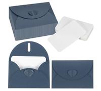 PATIKIL 25 Ensembles De Mini Enveloppes Avec Fermoir En Coeur, 4.1x3" Cartes Vierges Avec Enveloppes Pour Cadeau Invitation De Mariage Remise De Thanksgiving Noel, Bleu Fonce