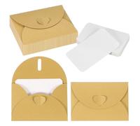 PATIKIL 25 Ensembles De Mini Enveloppes Avec Fermoir En Coeur, 4.1x3" Cartes Vierges Avec Enveloppes Pour Cadeau Invitation Mariage Remise De Diplome Fetes Jour De Thanksgiving Noel, Or