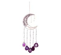 PATIKIL 26" Grand Attrape-Rêves en Agate avec Pierres De Lune Et Arbre De Vie À 7 Chakras, Attrape-Rêves en Cristal Artisanal pour Adultes ornementation Mural Bohème, Violet