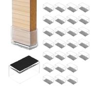 PATIKIL 28Pcs Protège-Pieds Rectangulaires 45x25mm Transparent Noir | PVC & Feutre, Capuchons pour Pieds de Chaise et Meubles, Protège-sols Élastiques Anti-rayures Réducteurs