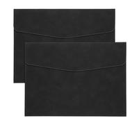 PATIKIL 2Pcs Chemise En Cuir PU Format A4 Porte-Documents Organisateur Noir | Classeur Enveloppe Avec Fermeture À Pression Pour Lettres Reçus