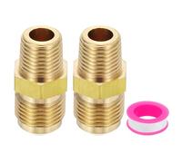 PATIKIL 2Pcs Jeu De Raccords 3/8" Flare Vers 1/4" NPT Mâle Demi-Raccord | En Laiton, Raccords De Tube En Laiton Adaptateur De Filetage Pour Tuyauterie Avec Ruban PTFE Pour Réfrigération