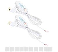 PATIKIL 2x 4.92ft Variateur Pour Bandes LED Pour Lumière LED Rope Blanc | Interrupteur Inline Bouton DC 5V USB Avec Câble Pigtail, Contrôleur De Luminosité Réglable Avec Ruban Adhésif
