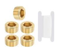 PATIKIL 3/4" NPT Bouchon Mâle À Embout Hexagonal En Laiton, 5Pcs Connecteur Mâle À Embout Hexagonal Enfoncé En Laiton Pour Fermer L'Extrémité Des Tuyaux Raccords