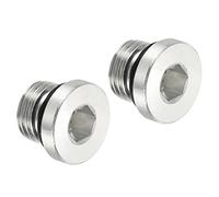 PATIKIL 3/8-24UNF Interne Hex Tête Tuyau Raccord Bouchon, 2 Paquet Mâle Fil 45# Acier Prise Bouchon avec Bague étanchéité pour Terminer Tuyau Terminaux