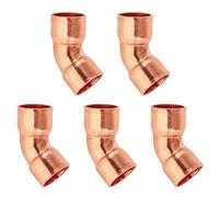 PATIKIL 3/8" ID 0,8mm Épais Raccord Coudé en Cuivre, 5Pcs 99,9% Cuivre Pure Raccord de Tuyau à 45 Degrés, Connecteur de Tube à Rayon Court avec Connexion Soudée à la Sueur