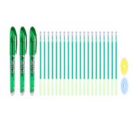 PATIKIL 3 Pack Stylos Gel Effaçables Avec 20 Recharges & 2 Gommes, 0.5mm Stylos Effaçables À La Chaleur Pour Tissu Encre Verte Marqueurs Pour Tissu Couture Patchwork Écriture Planificateur