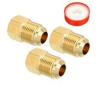 PATIKIL 3 Paquet 1/2 SAE Mâle x 1/4 SAE Femelle Laiton Flare Tube Raccord | Tuyau Raccord Réducteur Gaz Adaptateur Hexagone Couplage avec Ruban pour Plomberie CVC