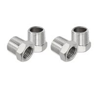 PATIKIL 304 Bushing Hex Réducteur En Acier Inoxydable 4 Pcs, 3/8" BSPT Mâle à 1/4" BSPT Femelle Raccord Réducteur De Tuyau Pour Eau Gaz Tuyaux Hydrauliques Flexible De Douche, Argent