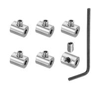 PATIKIL 3mm Trou Fil Corde Agrafes Ensemble, 6 pcs 304 Inox Acier Simple Trous Verrouillage Câble Pinces Agrafe avec M4 Hexagone Vis Clé pour Câble Raccord, Argent